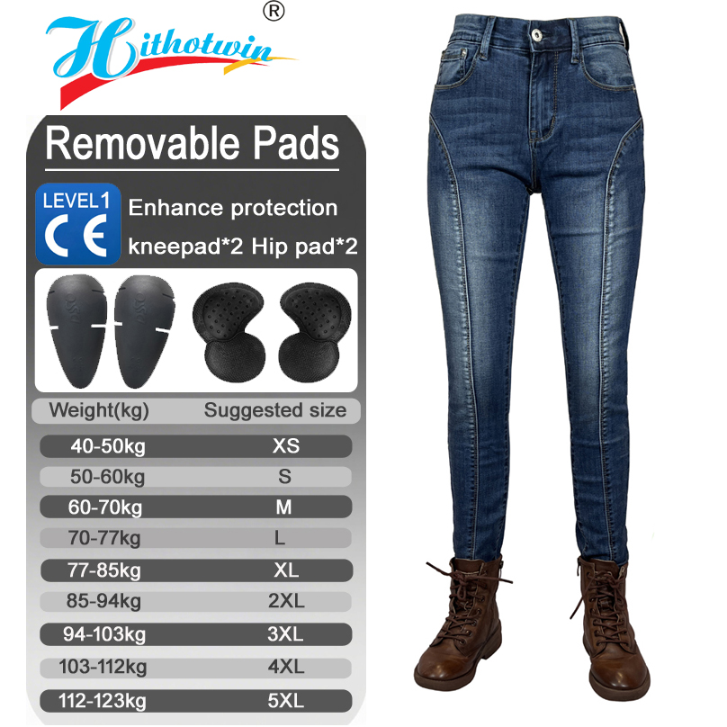 Motorcycle Gear Blue - Women protective blue Motorcycle jeans moto