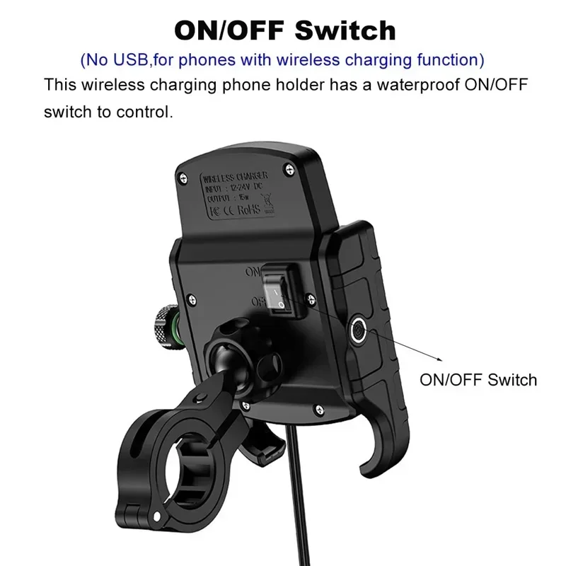 Motorcycle Holder With Wireles - Phone Mount Handlebar recension och pris