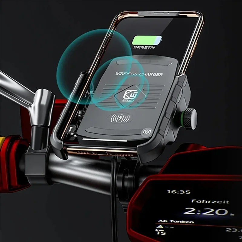 Motorcycle Holder With Wireles - Phone Mount Handlebar recension och pris