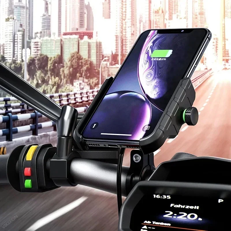 Motorcycle Holder With Wireles - Phone Mount Handlebar recension och pris